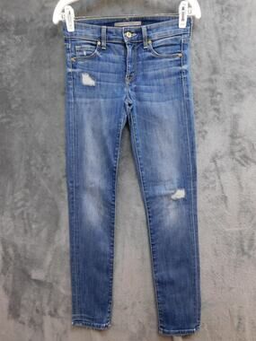 Vince Jeans Womens 26 Blue Skinny Distressed Stretch Medium Wash Denim 29 Inseam